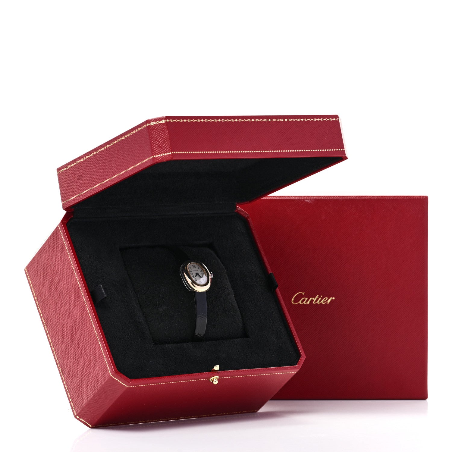 Cartier 18K Yellow Gold Calfskin 18mm Baignoire Quartz Watch 5 of 5