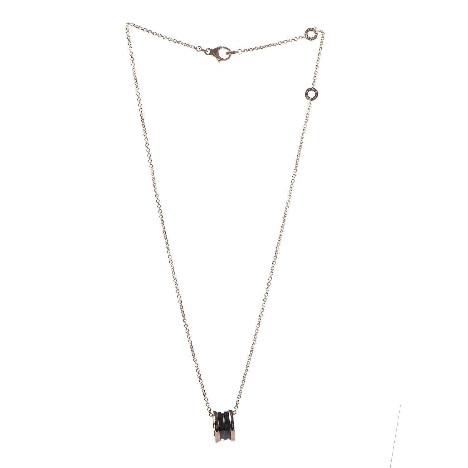 Bulgari 18K Rose Gold Black Ceramic B.Zero1 Pendant Necklace 3 of 6