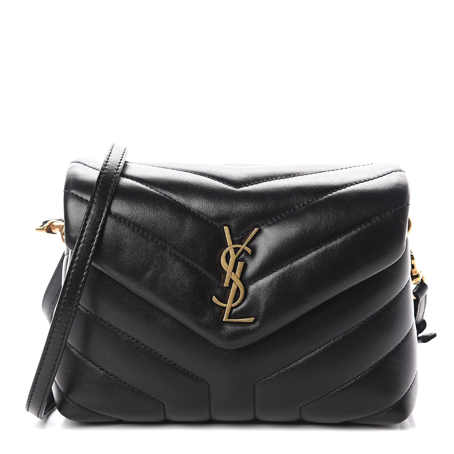 Calfskin Y Quilted Monogram Toy Loulou Crossbody Bag Black