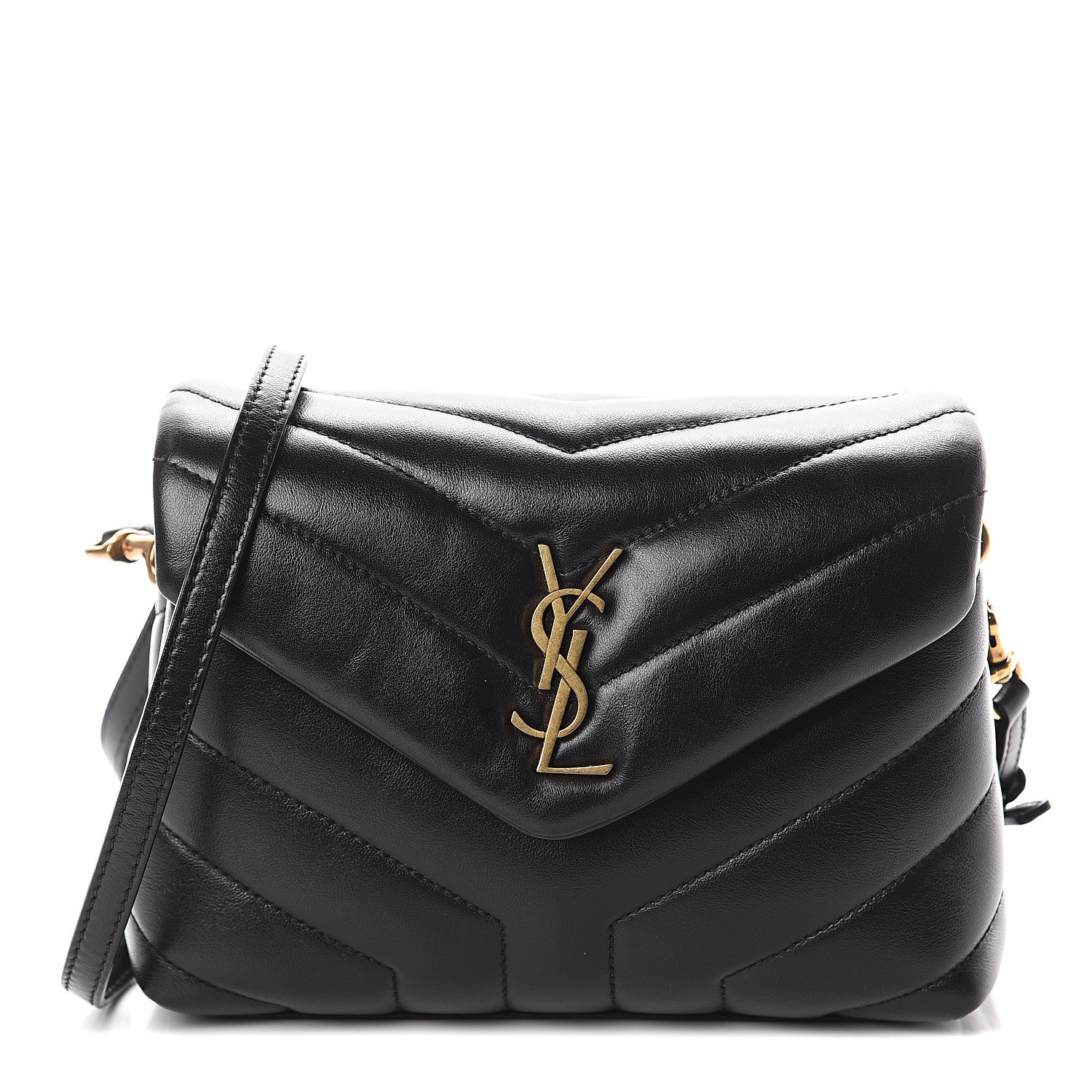 Saint Laurent Calfskin Y Quilted Monogram Toy Loulou Crossbody Bag Black 1 of 8