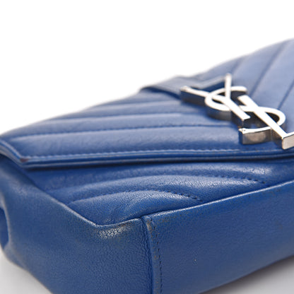 Saint Laurent Sheepskin Matelasse Chevron Monogram Classic Baby Chain Bag Blue Majorelle 9 of 20