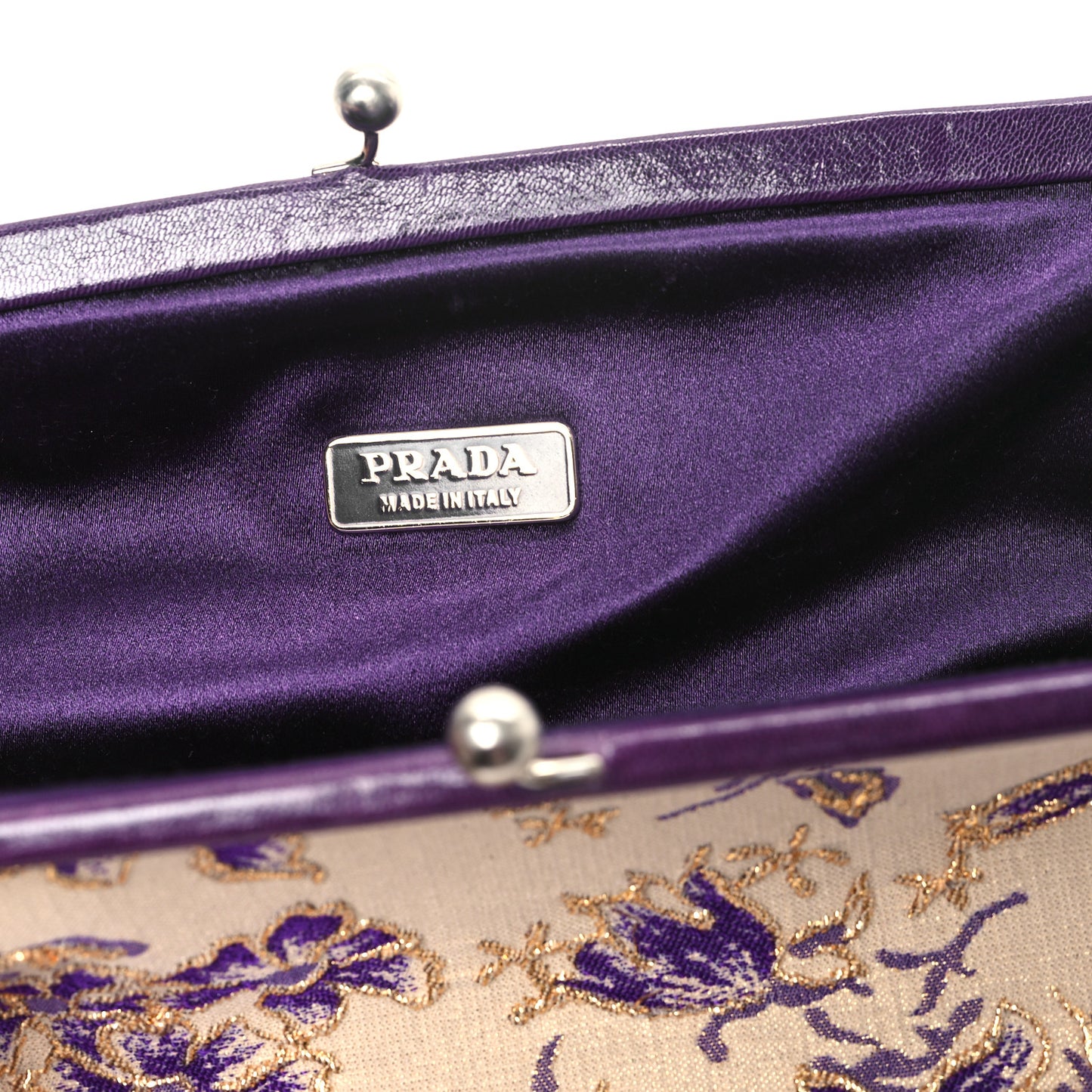 Canvas Embroidered Kisslock Shoulder Bag