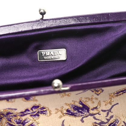 Prada Canvas Embroidered Kisslock Shoulder Bag 6 of 14