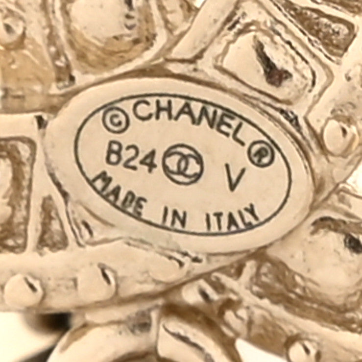 Crystal Timeless CC Pearl Drop Earrings Light Gold