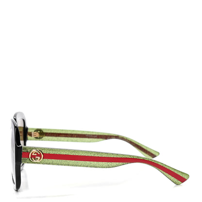 Gucci Acetate Oversize Square Web GG 0036S Sunglasses Black Green 3 of 5