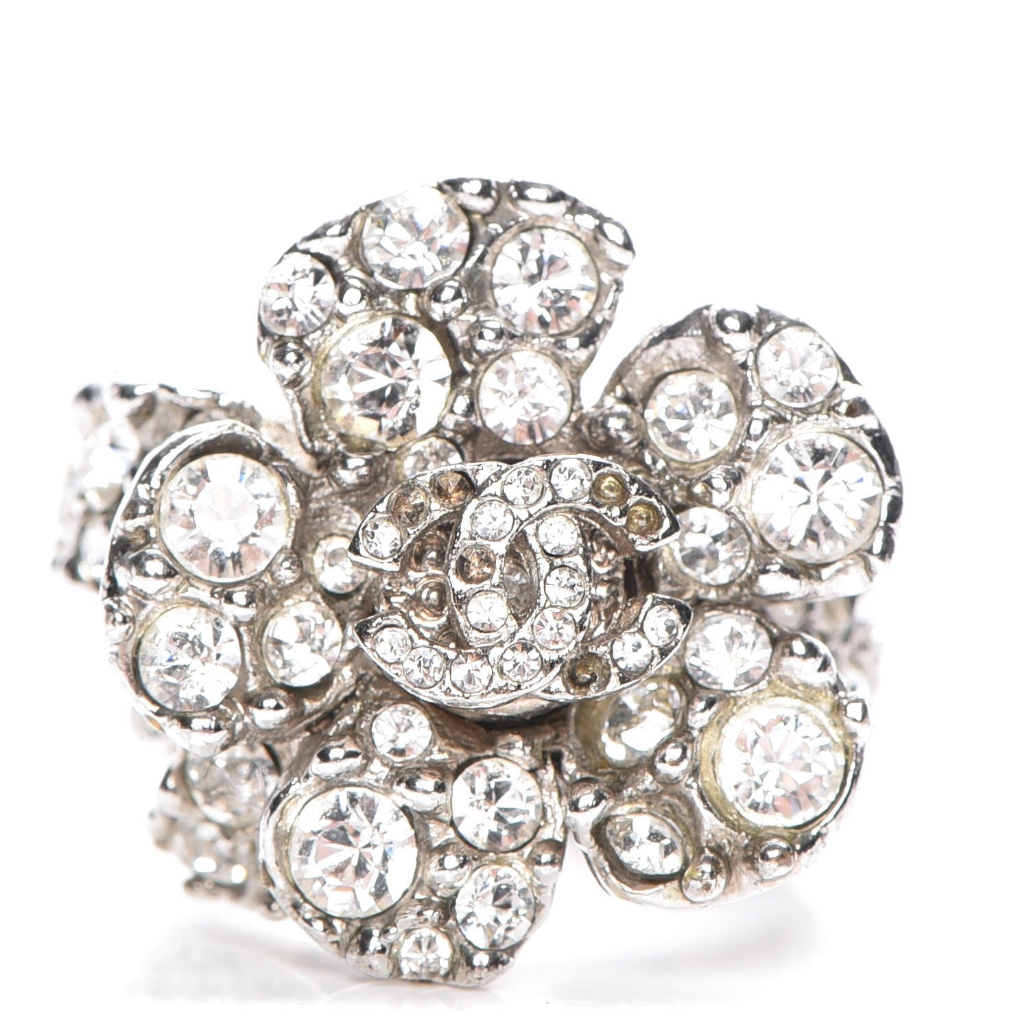Chanel Swarovski Crystal Camellia Ring 1 of 5