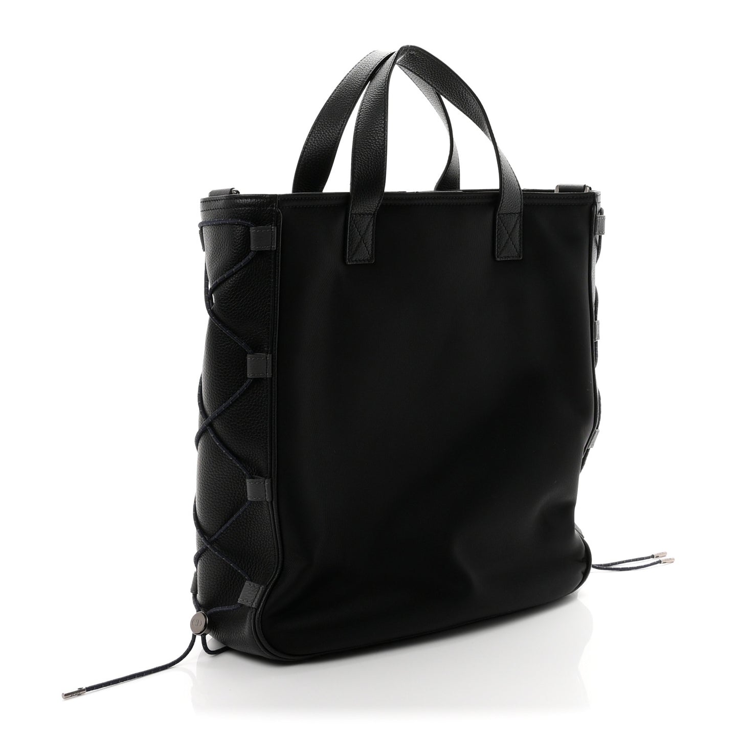 X SACAI Nylon Grained Calfskin Saddle Tote Black
