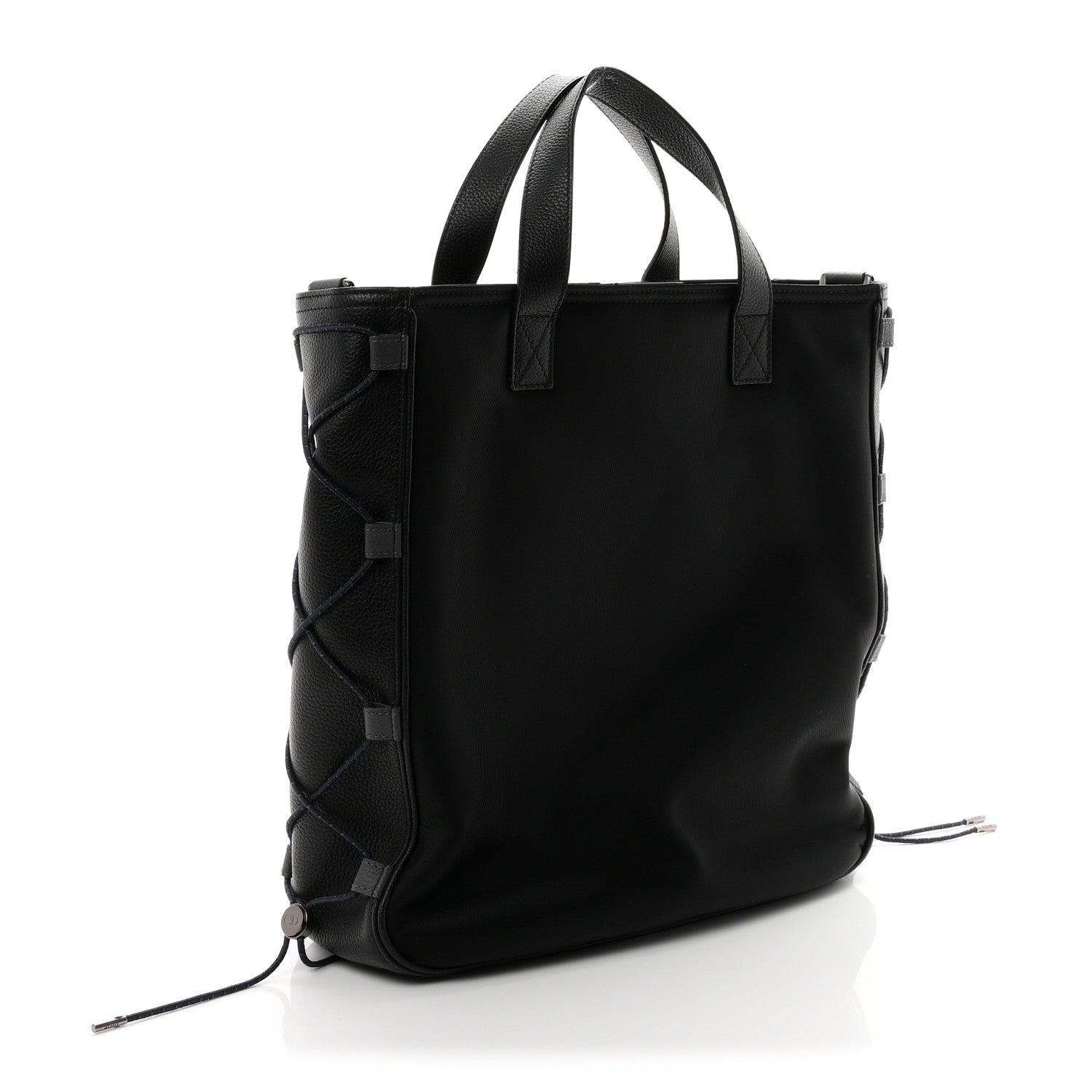 Christian Dior X SACAI Nylon Grained Calfskin Saddle Tote Black 3 of 10