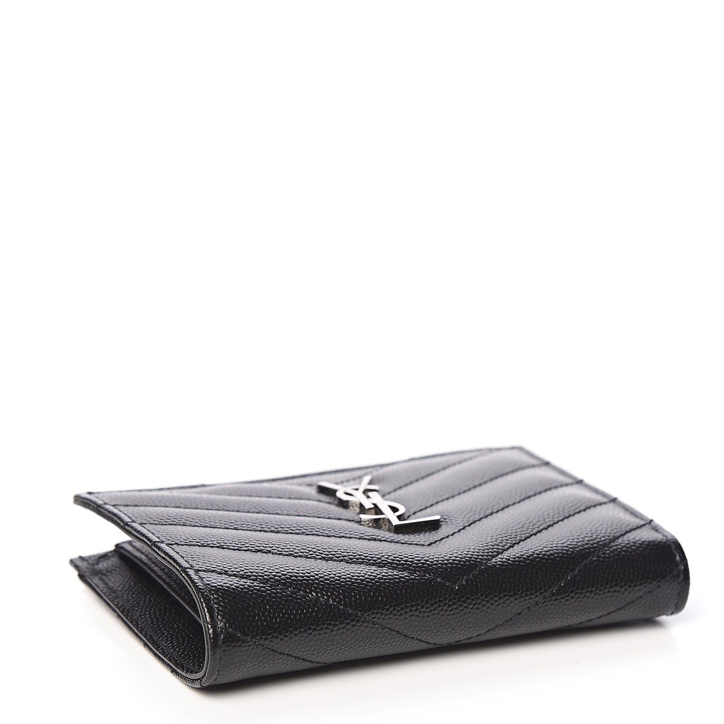 Grain De Poudre Matelasse Chevron Monogram Zipped Two-Part Wallet Black
