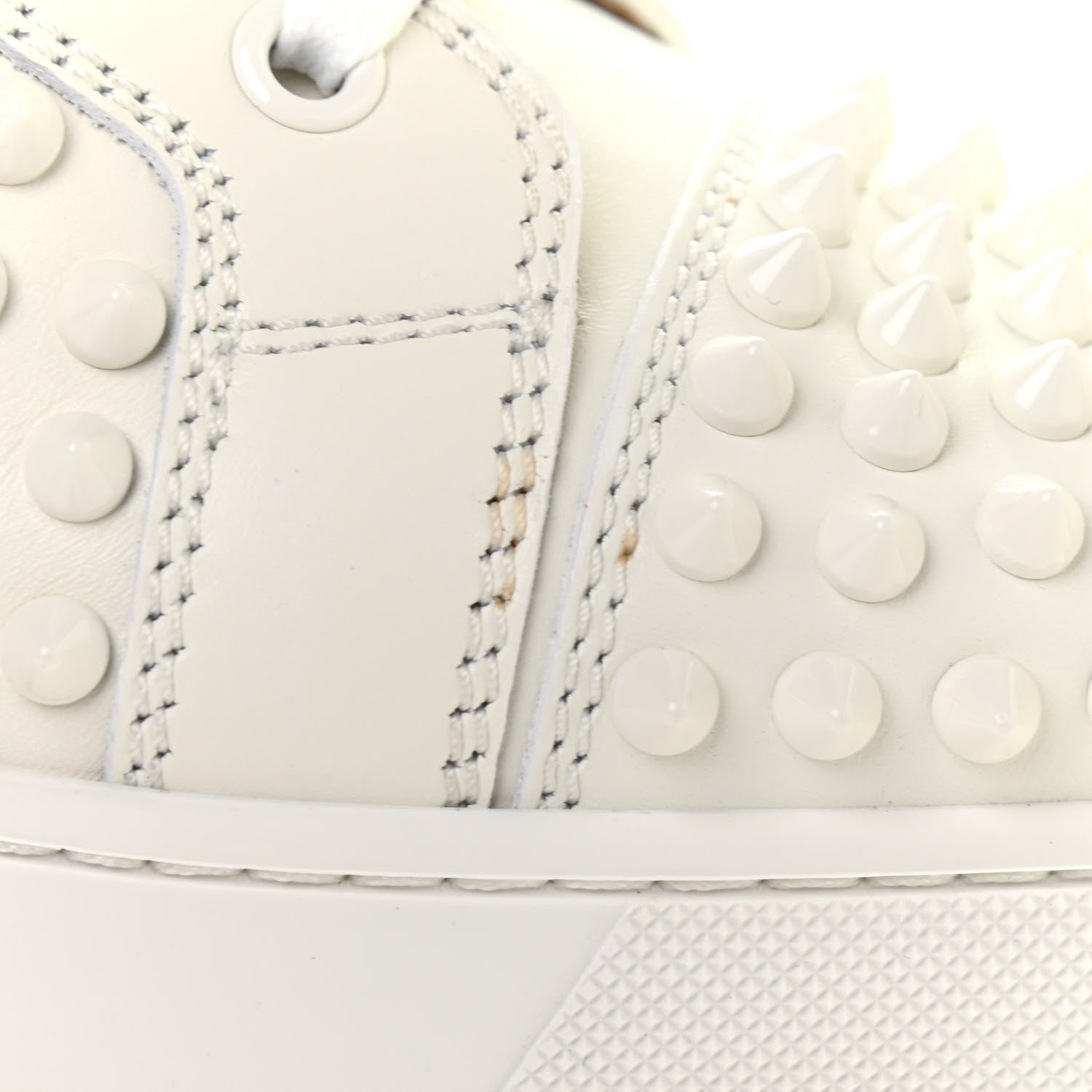 Christian Louboutin Calfskin Laminato Dino Spikes Yang Louis Flat Sneakers 37.5 Latte Gold 13 of 13