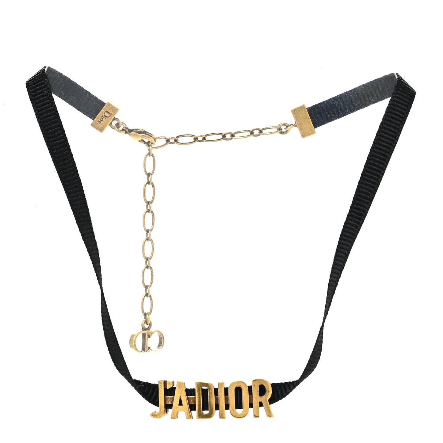 Grosgrain Ribbon J'Adior Logo Choker Necklace Black