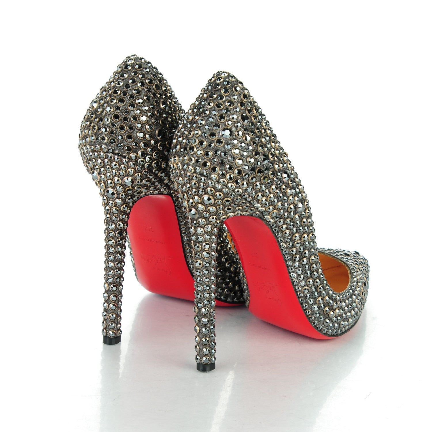 Christian Louboutin Suede Burma Ring Strass Pigalle 120 Pumps 37 Hematite Silver 4 of 7