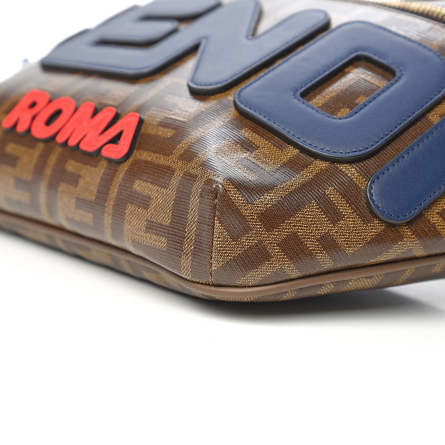 X FILA Glazed Fabric Vitello Century FF 1974 Mania Belt Bag Mogano Panna Blueberry