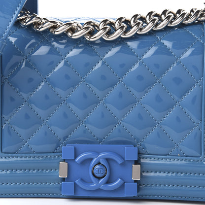 Chanel Patent Calfskin Quilted Small Plexiglass Boy Flap Blue 10 of 10