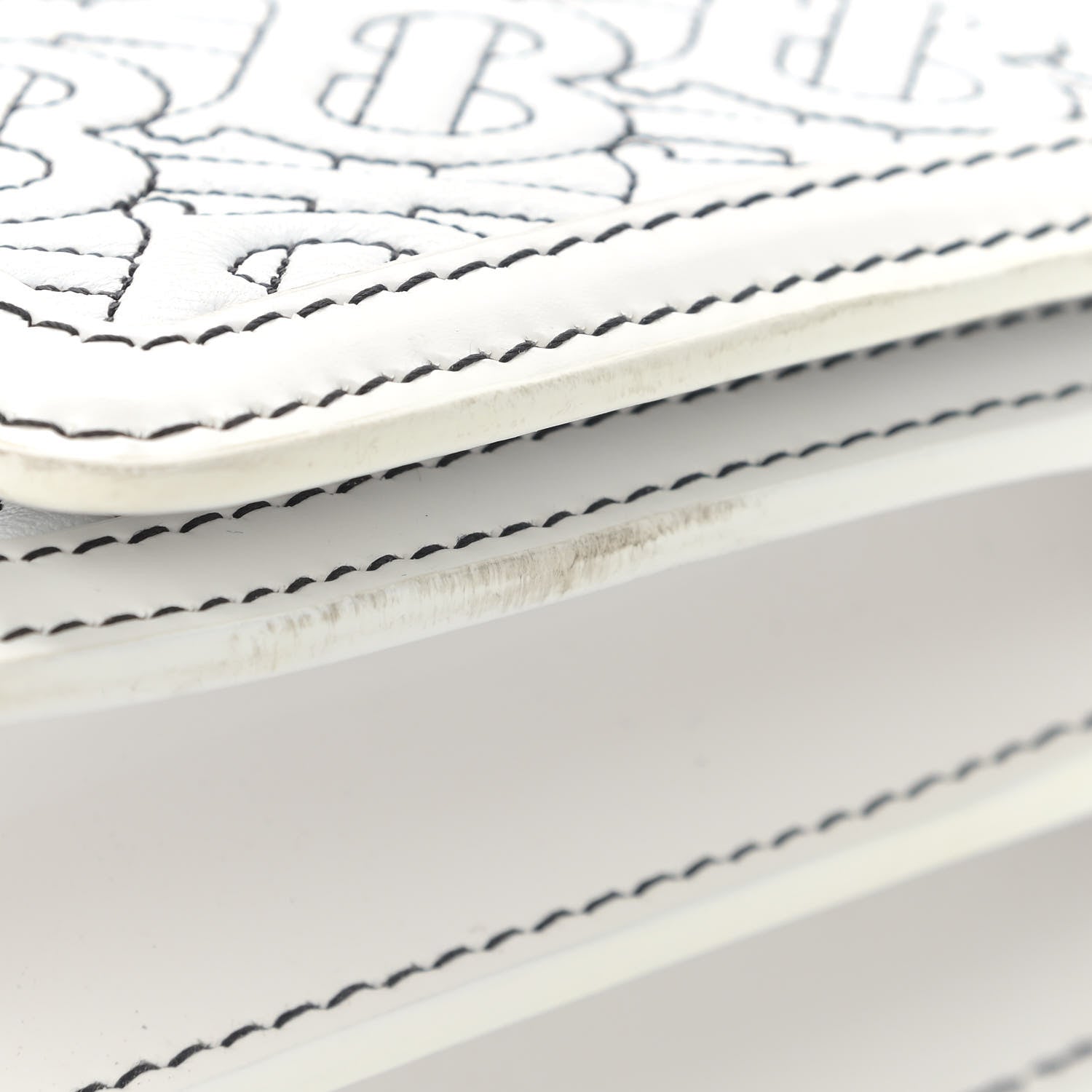 Burberry Calfskin Monogram Embossed Small TB Chain Bag Optic White 11 of 12