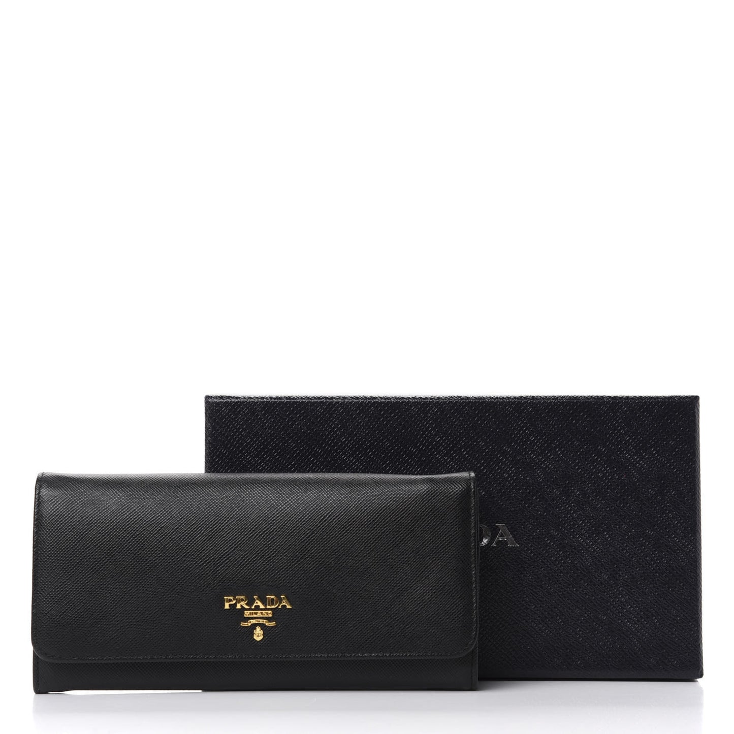Saffiano Metal Continental Flap Wallet Black