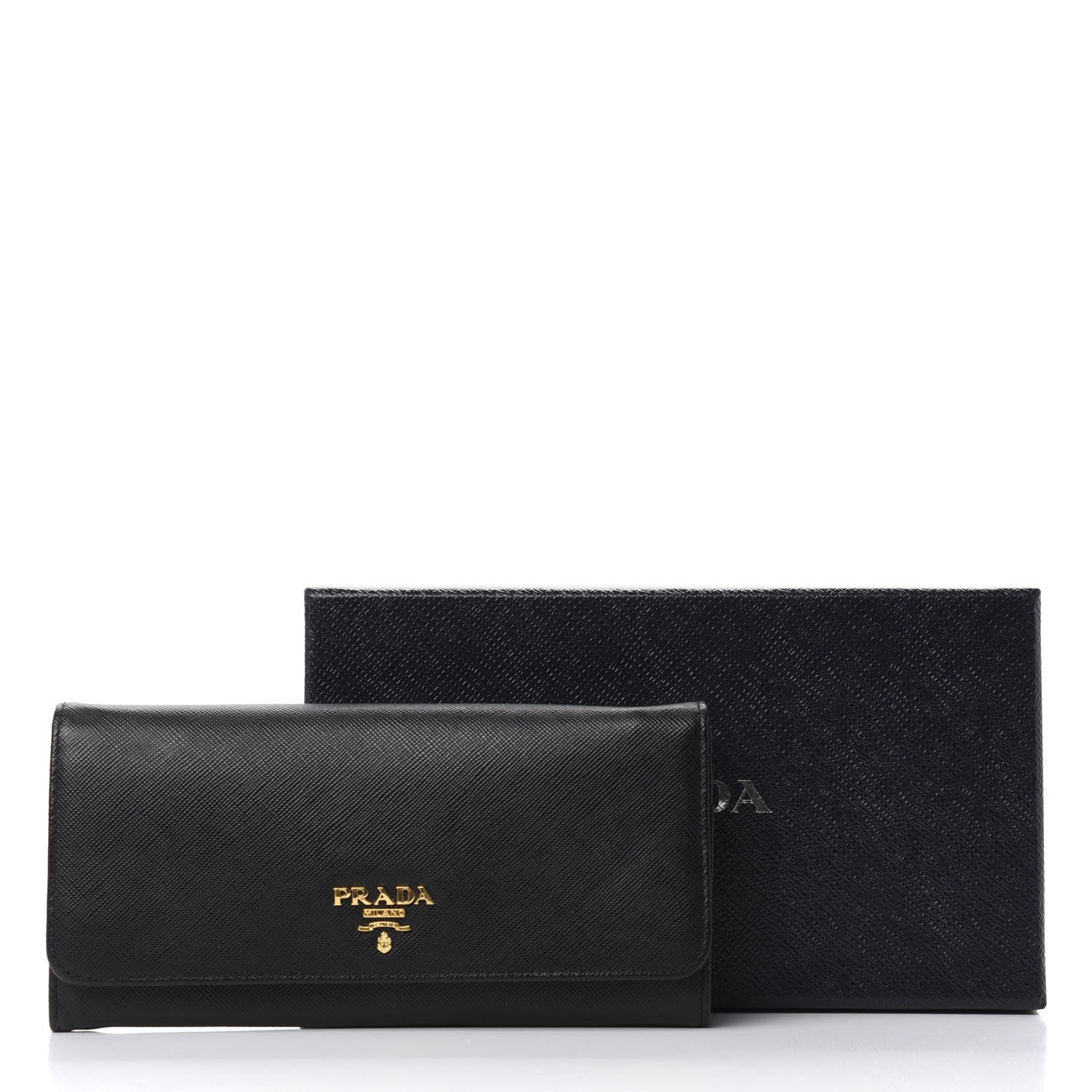 Prada Saffiano Metal Continental Flap Wallet Black 7 of 7