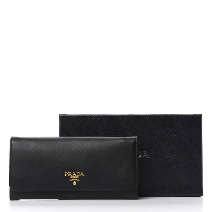 Prada Saffiano Metal Continental Flap Wallet Black 7 of 7