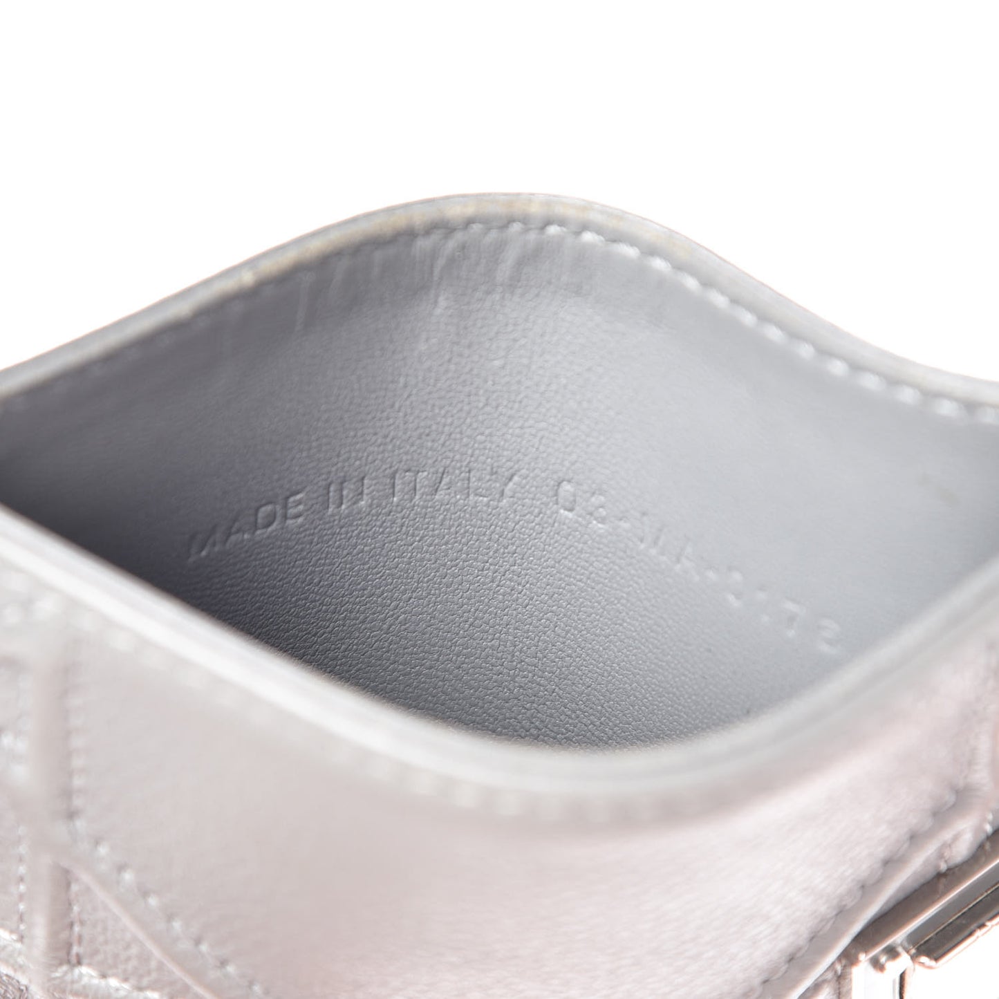 Grained Calfskin Cannage Diorama Card Holder Grey