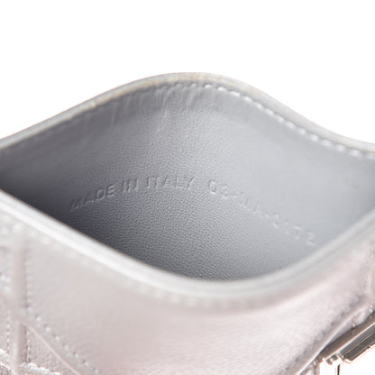 Christian Dior Grained Calfskin Cannage Diorama Card Holder Grey 7 of 10