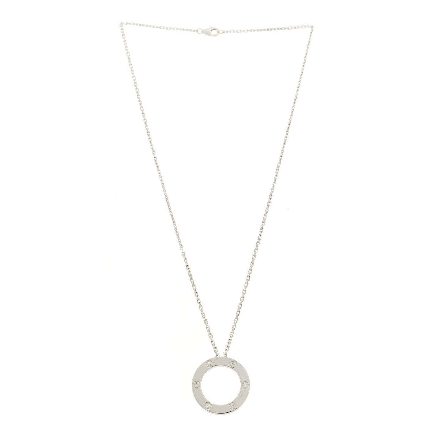 18K White Gold 3 Diamonds LOVE Pendant Necklace