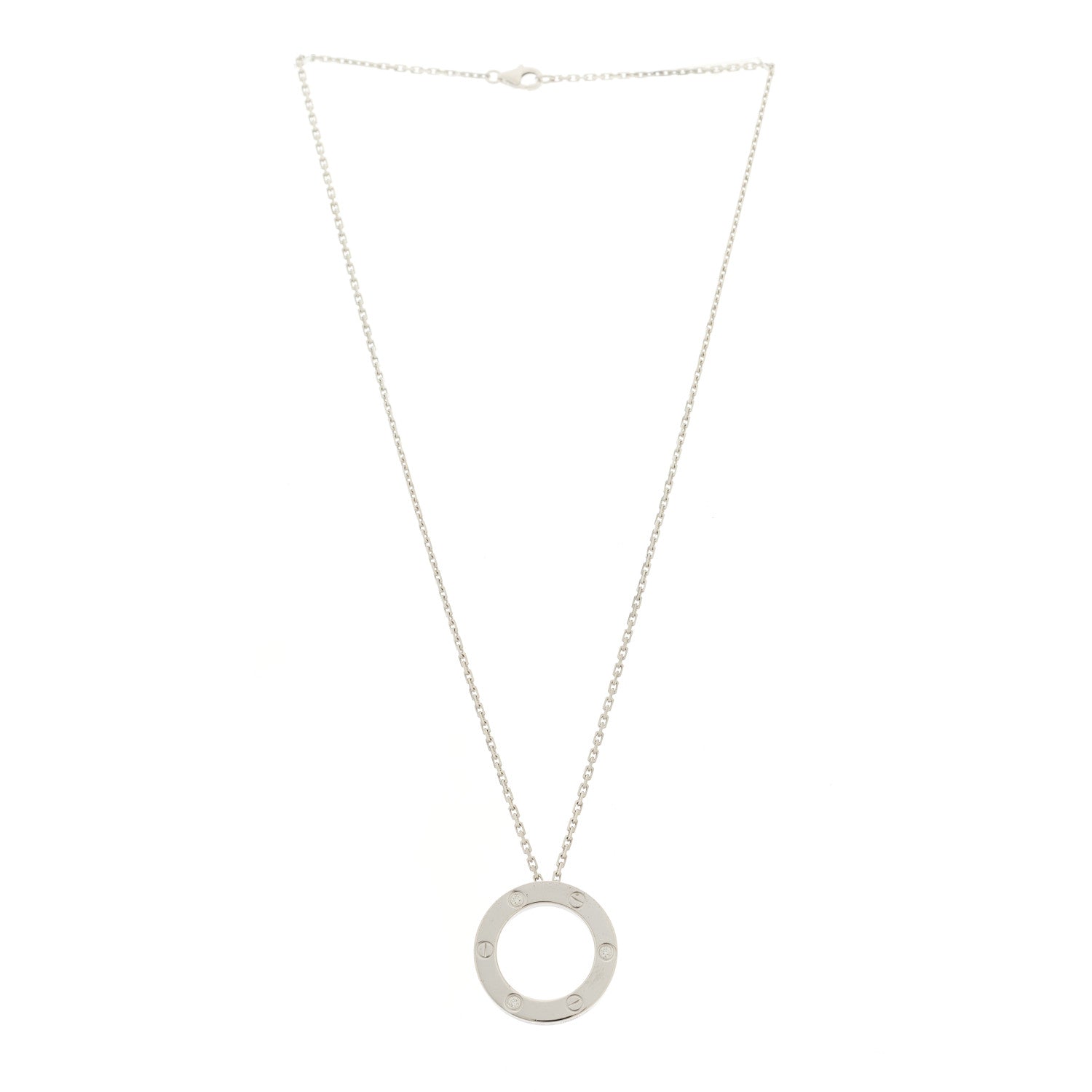 Cartier 18K White Gold 3 Diamonds LOVE Pendant Necklace 3 of 7