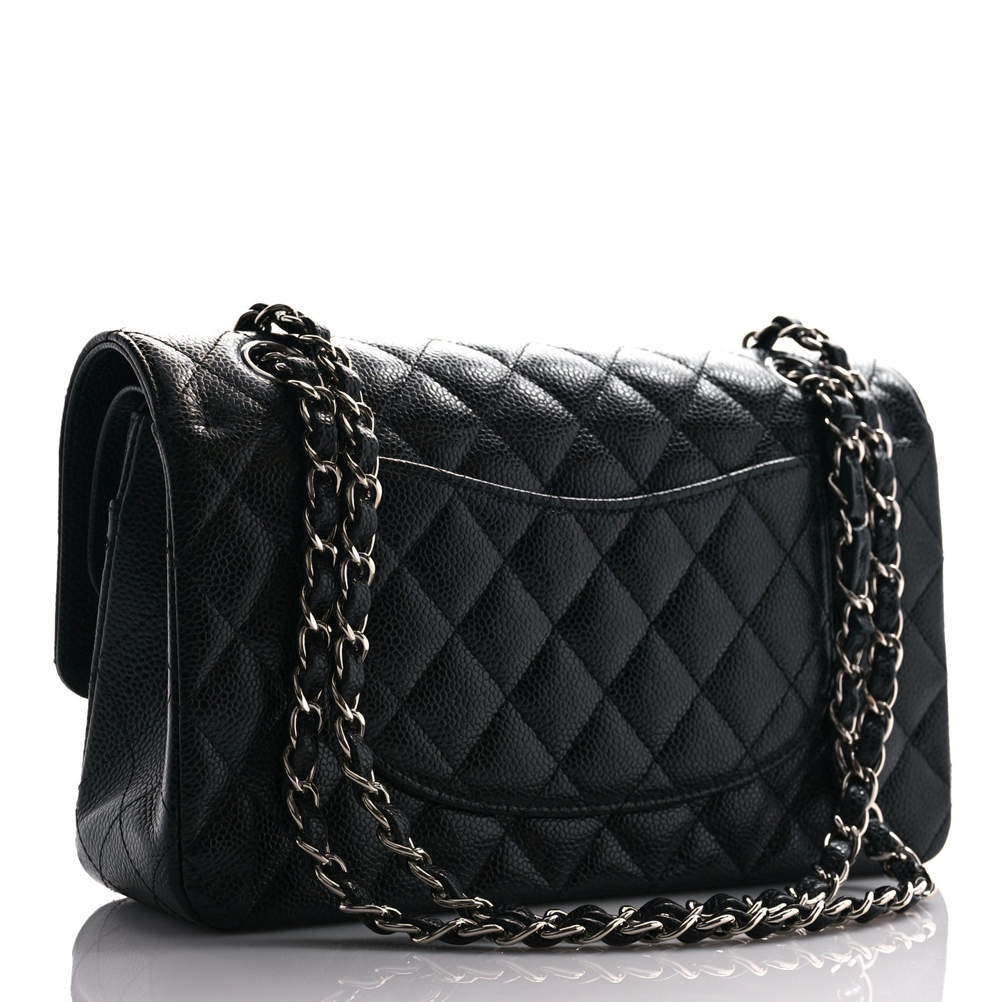 Caviar Quilted Medium Double Flap Black