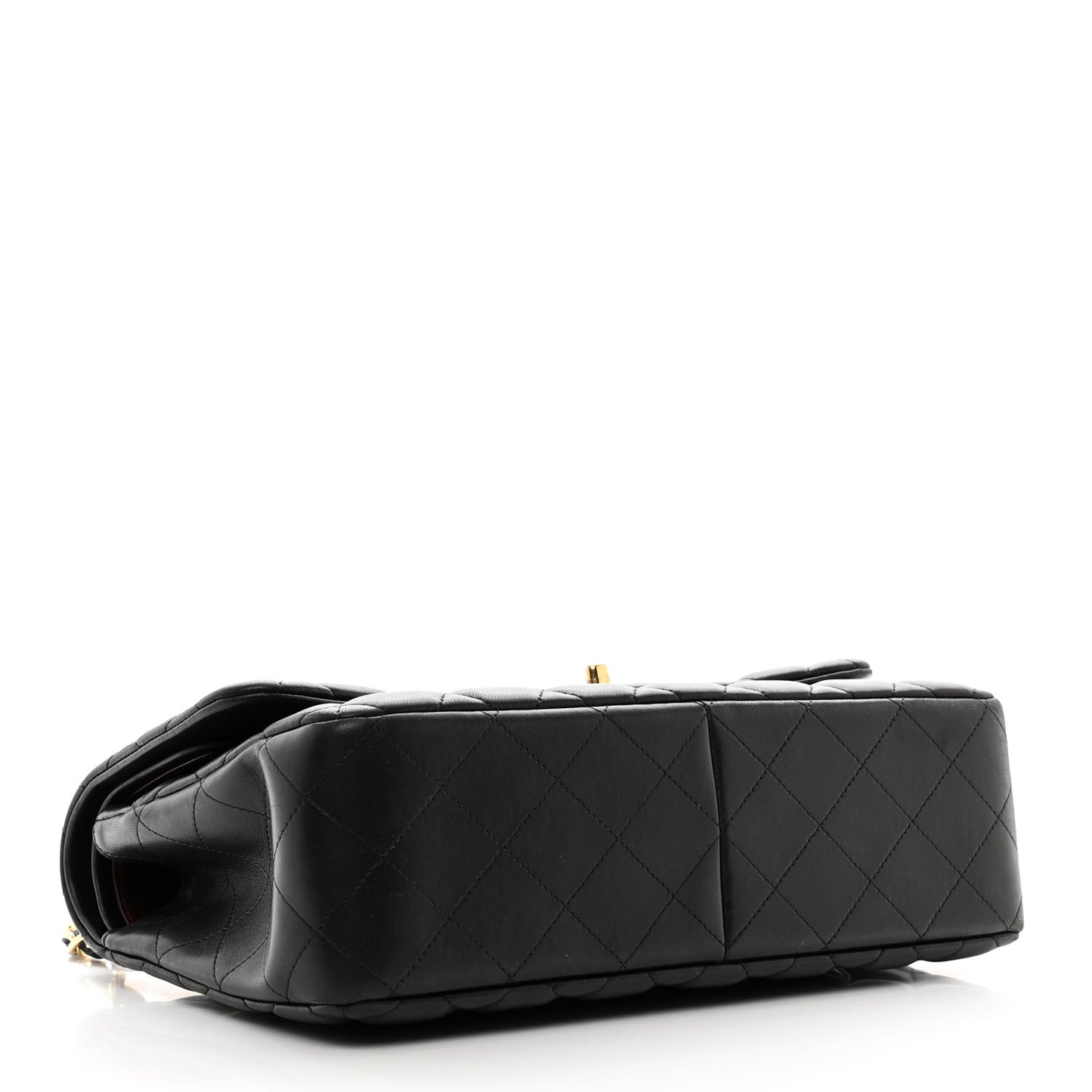 Lambskin Quilted Jumbo Double Flap Black