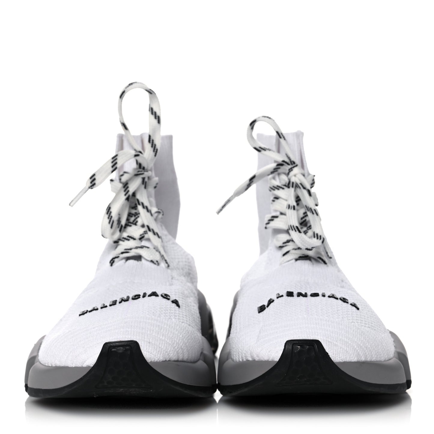 Knit Womens Speed Lace Up Clear Sole Sneakers 35 White