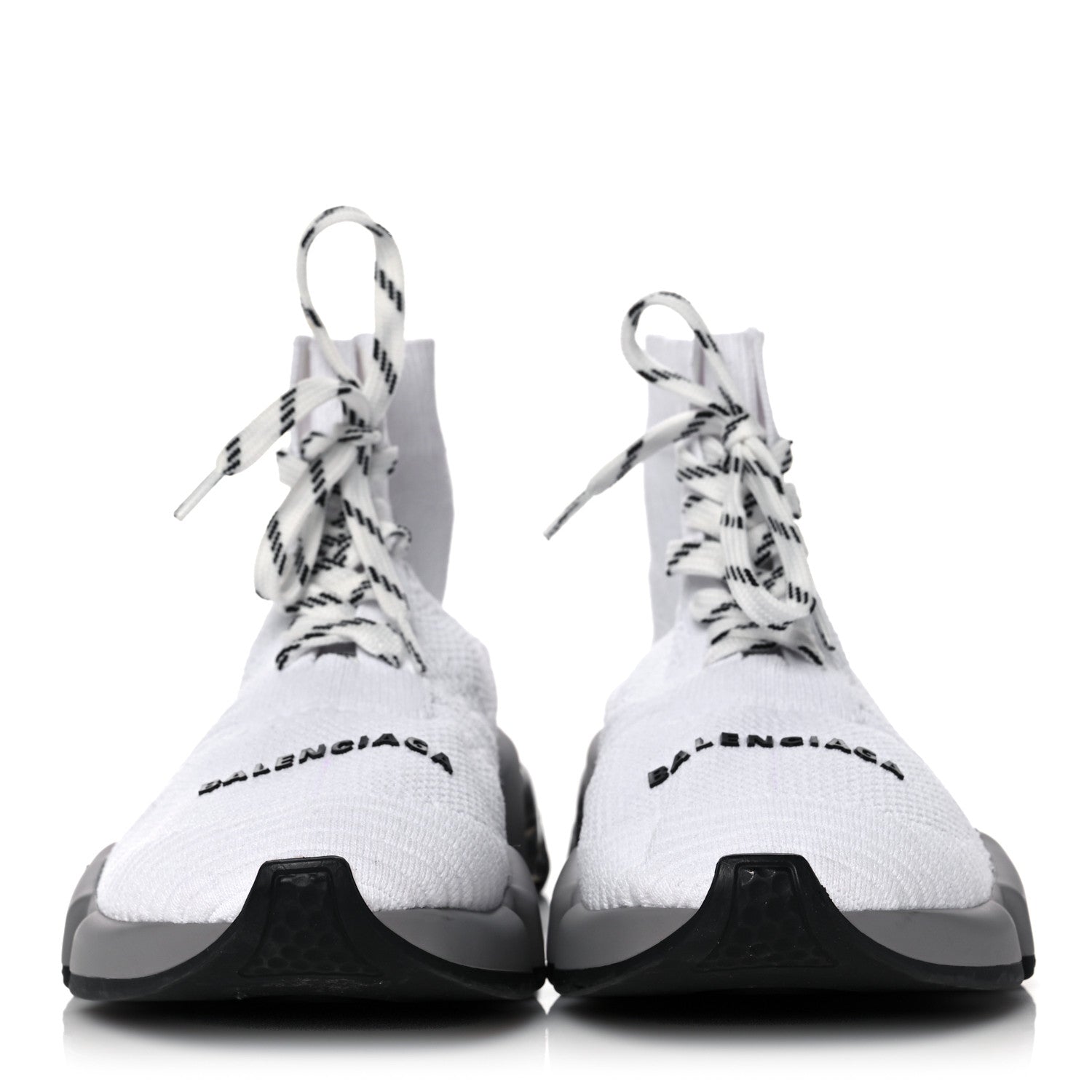 Balenciaga Knit Womens Speed Lace Up Clear Sole Sneakers 35 White 2 of 12