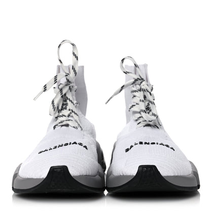Balenciaga Knit Womens Speed Lace Up Clear Sole Sneakers 35 White 2 of 12