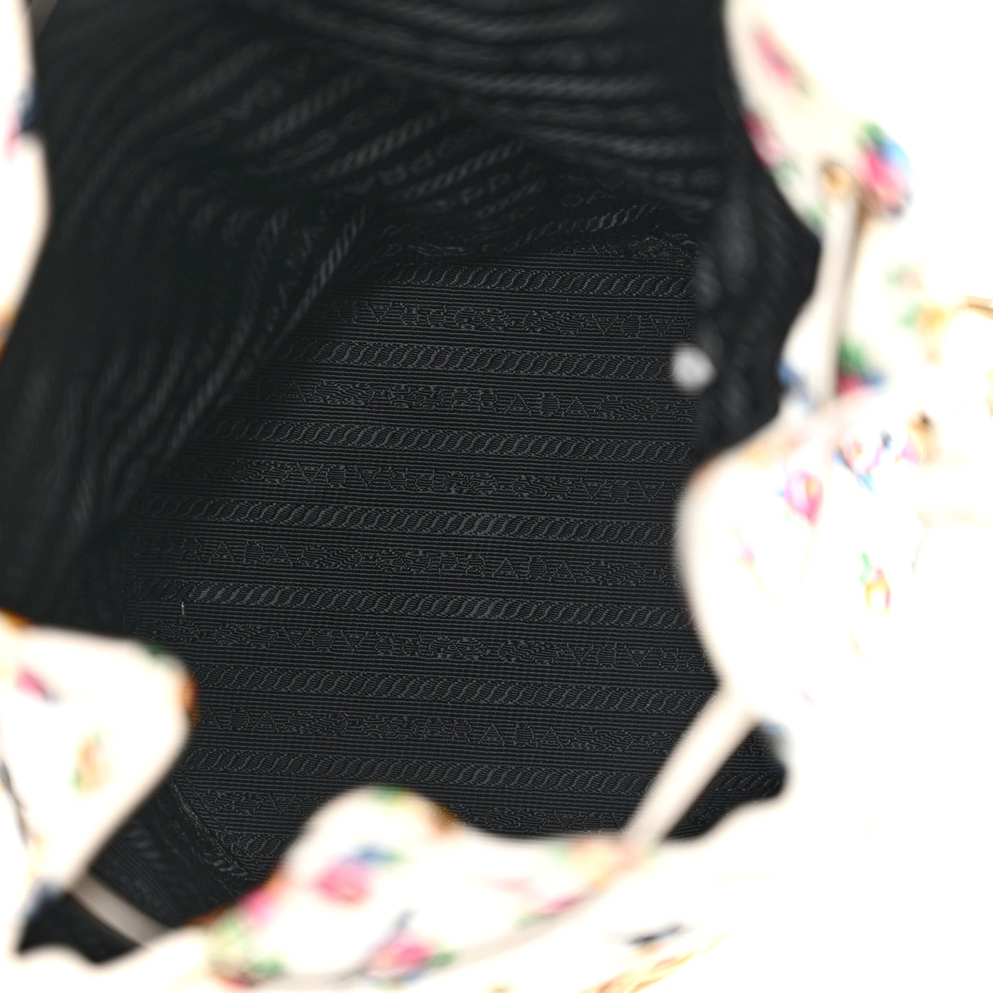Wicker Canvas Floral Print Bucket Bag White Multicolor