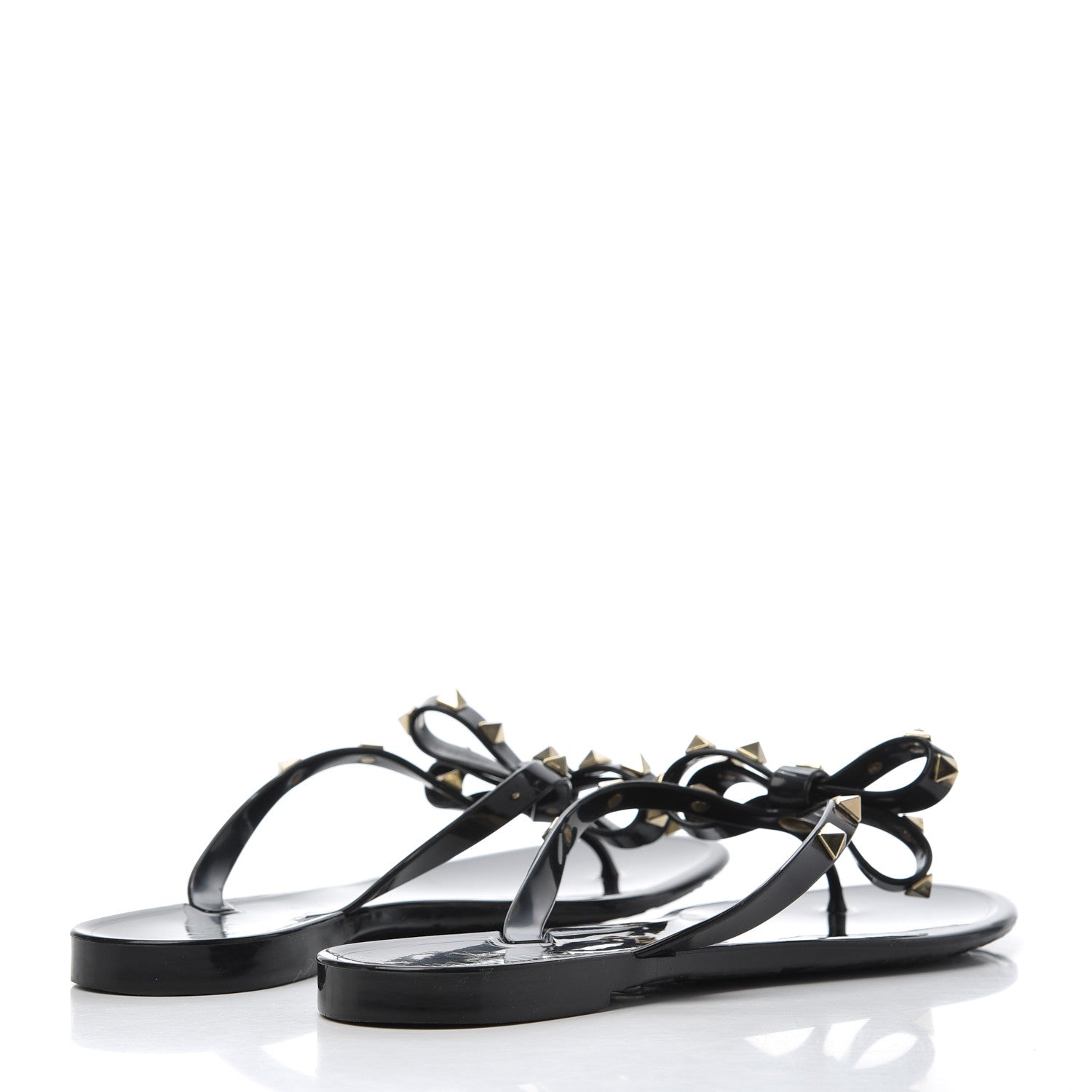 Valentino Garavani PVC Jelly Rockstud Bow Thong Sandals 40 Black 4 of 18