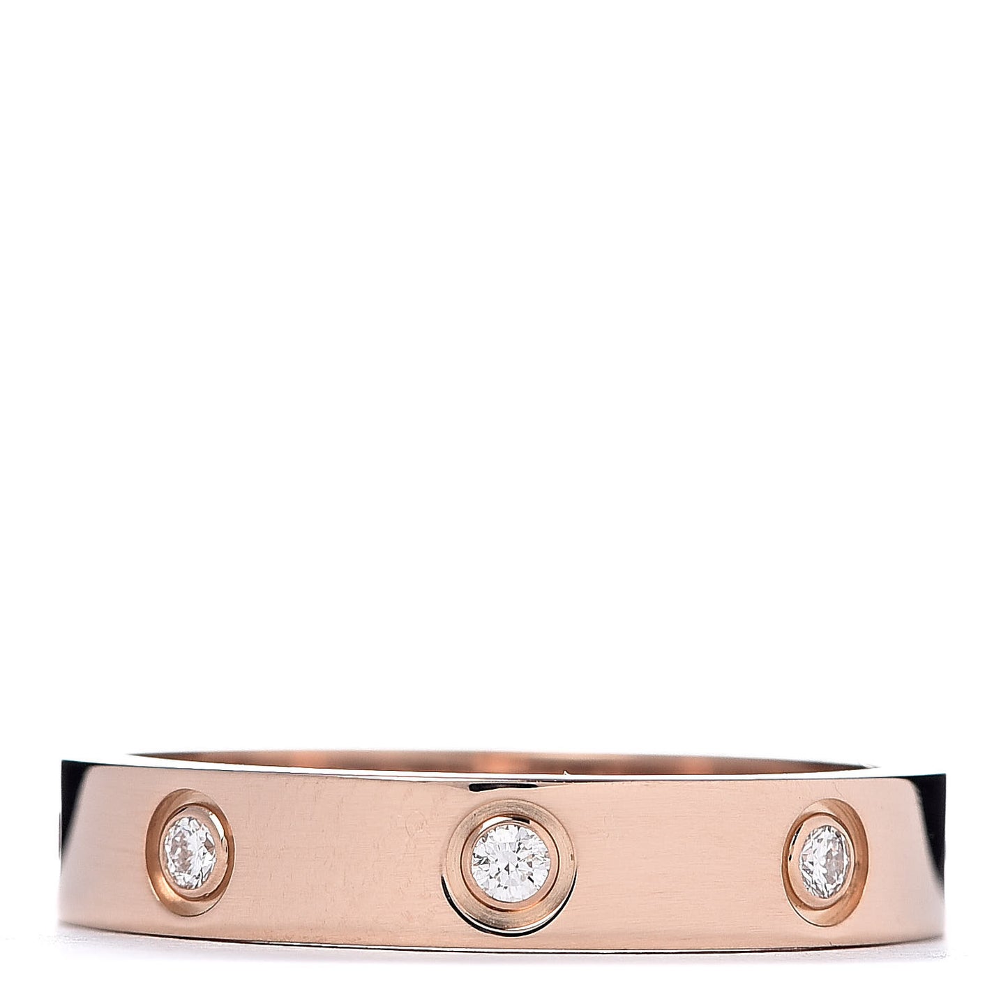 18K Pink Gold 8 Diamond 4mm LOVE Wedding Band Ring 57 8