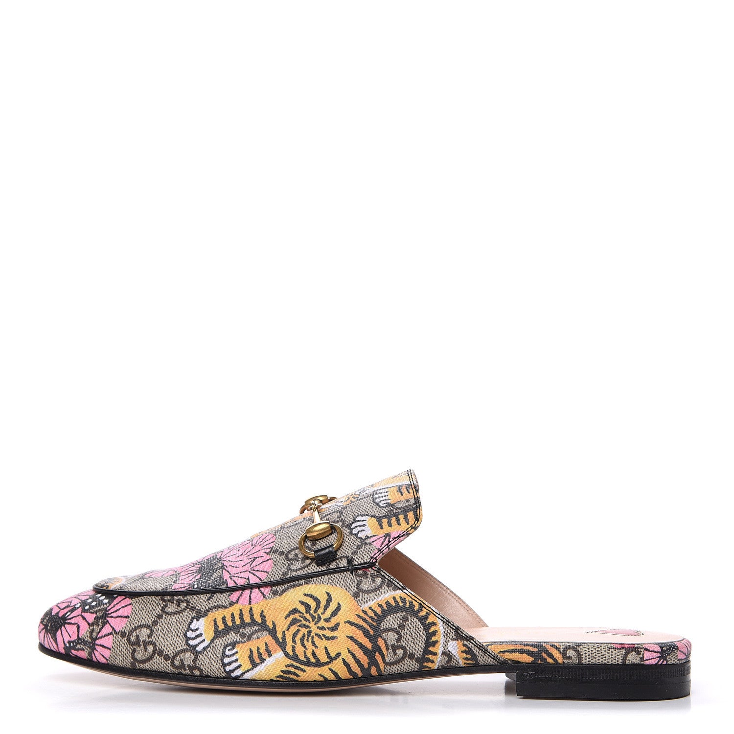 Gucci GG Supreme Monogram Bengal Womens Princetown Slippers 39.5 Beige Crop Pink 1 of 9