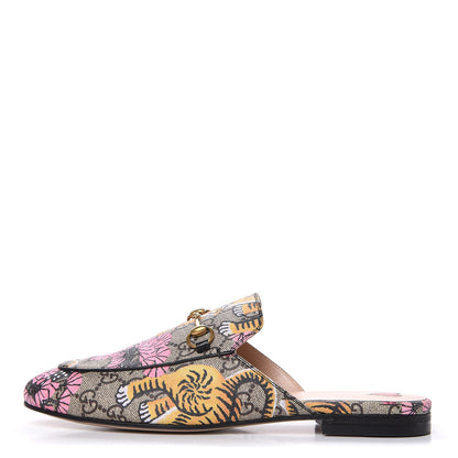 Gucci GG Supreme Monogram Bengal Womens Princetown Slippers 39.5 Beige Crop Pink 1 of 9