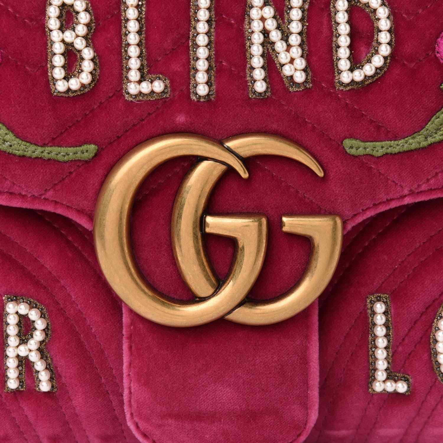 Gucci Velvet Matelasse Blind for Love Embroidered Medium GG Marmont Shoulder Bag Light Raspberry Rose Multicolor 9 of 11