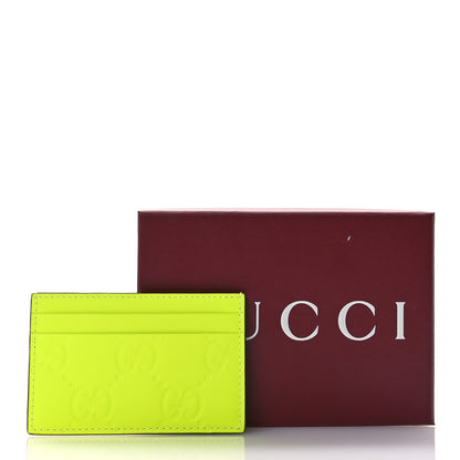 Gucci Rubber Effect GG Embossed Card Holder Fluorescent Yellow 7 of 7