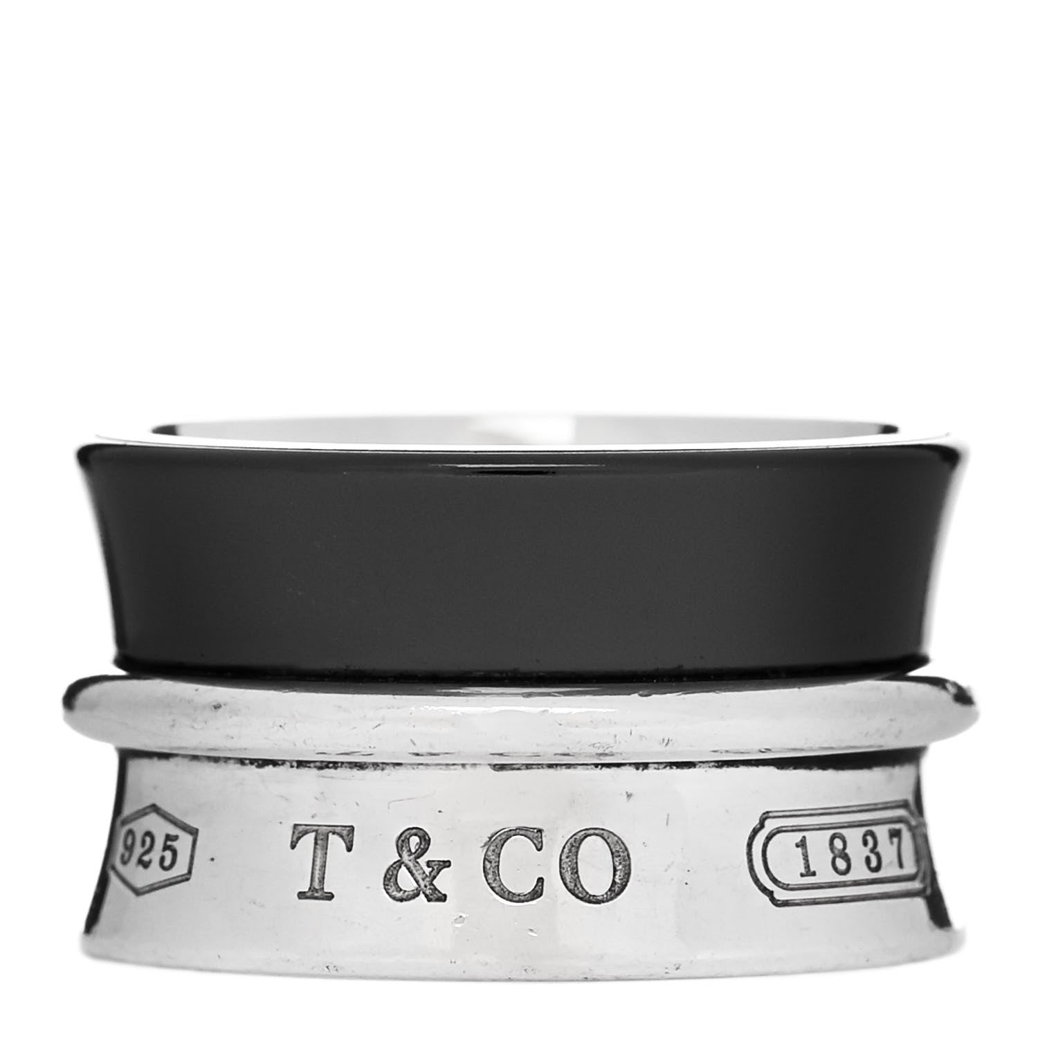 Tiffany Sterling Silver Titanium Wide 1837 Band Ring 51 5.75 1 of 4