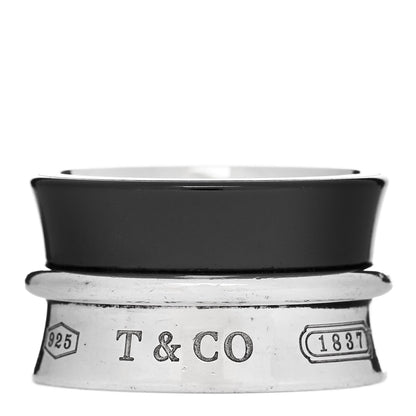 Tiffany Sterling Silver Titanium Wide 1837 Band Ring 51 5.75 1 of 4