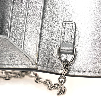 Fendi Metallic Calfskin Continental Wallet On Chain Argento 13 of 14