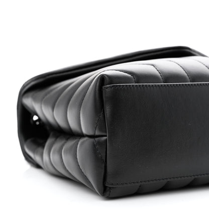Saint Laurent Calfskin Y Quilted Monogram Monochrome Small Loulou Chain Satchel Black 8 of 9