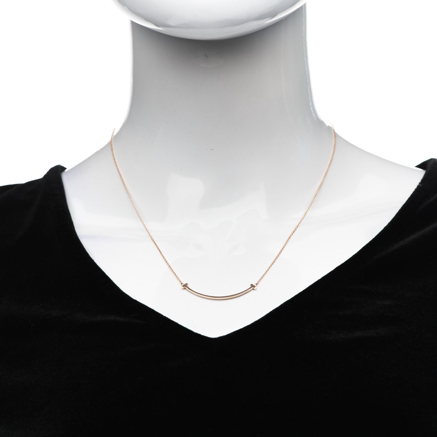 18K Rose Gold Small T Smile Pendant Necklace