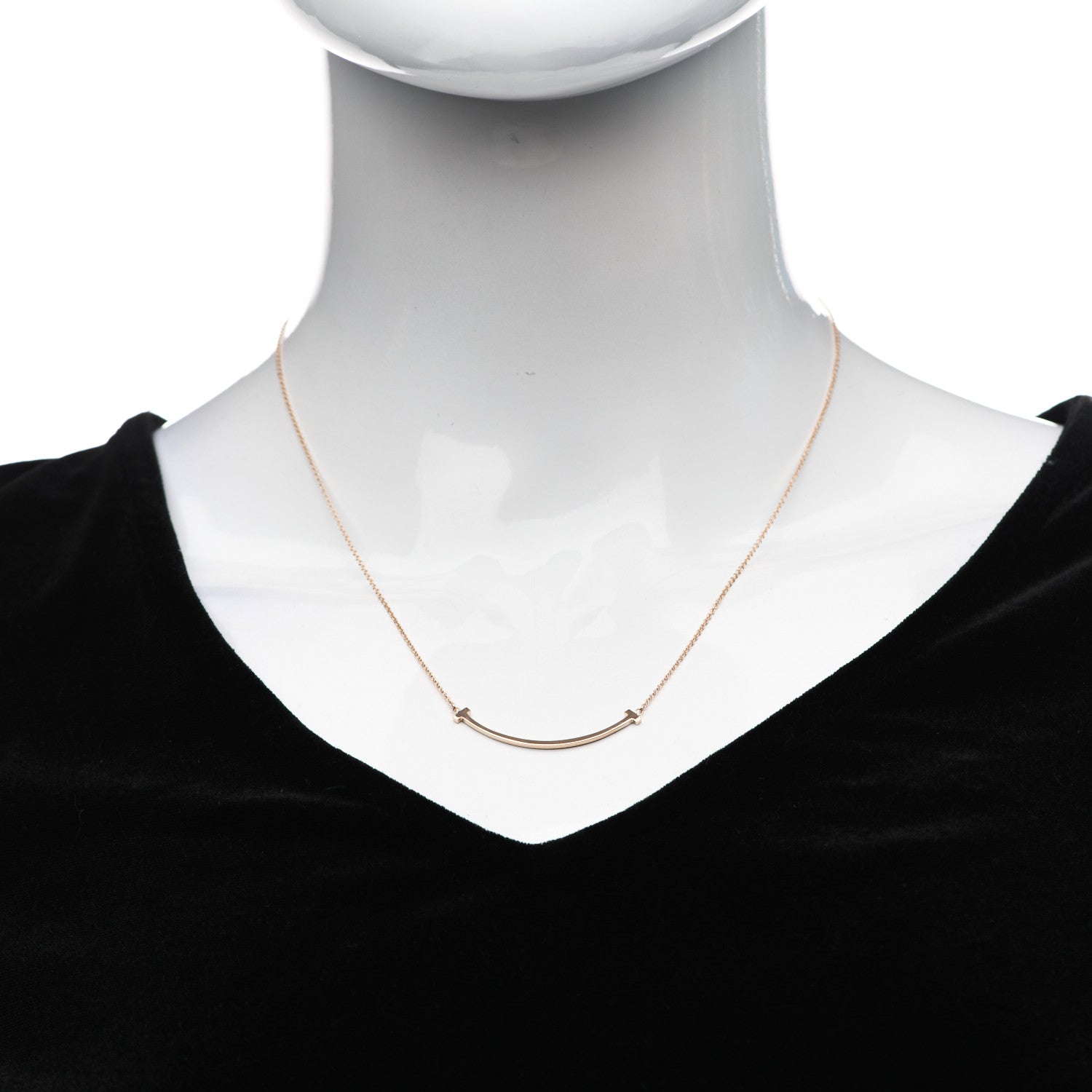Tiffany 18K Rose Gold Small T Smile Pendant Necklace 2 of 6