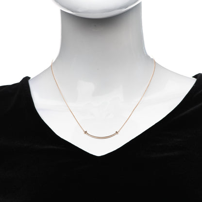Tiffany 18K Rose Gold Small T Smile Pendant Necklace 2 of 6