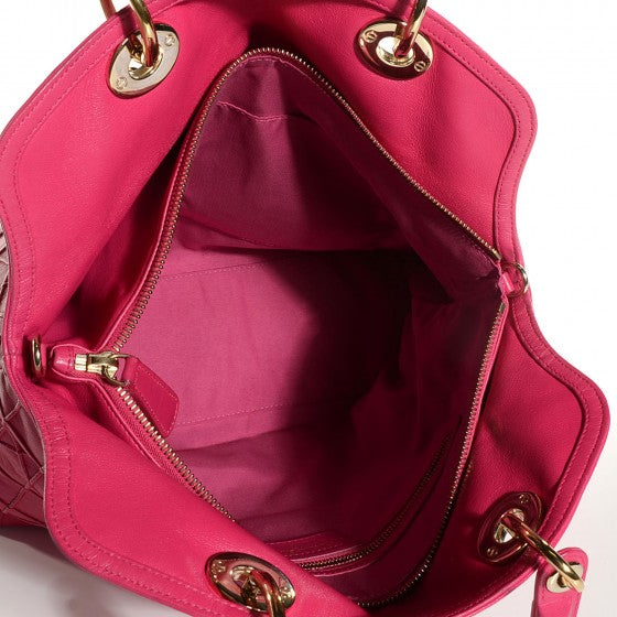 Christian Dior Lambskin Cannage Medium Granville Tote Fuchsia 5 of 20