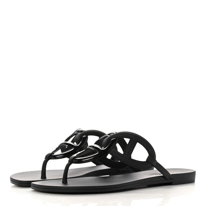 Hermes Rubber Womens Egerie Sandals 37 Black 3 of 9