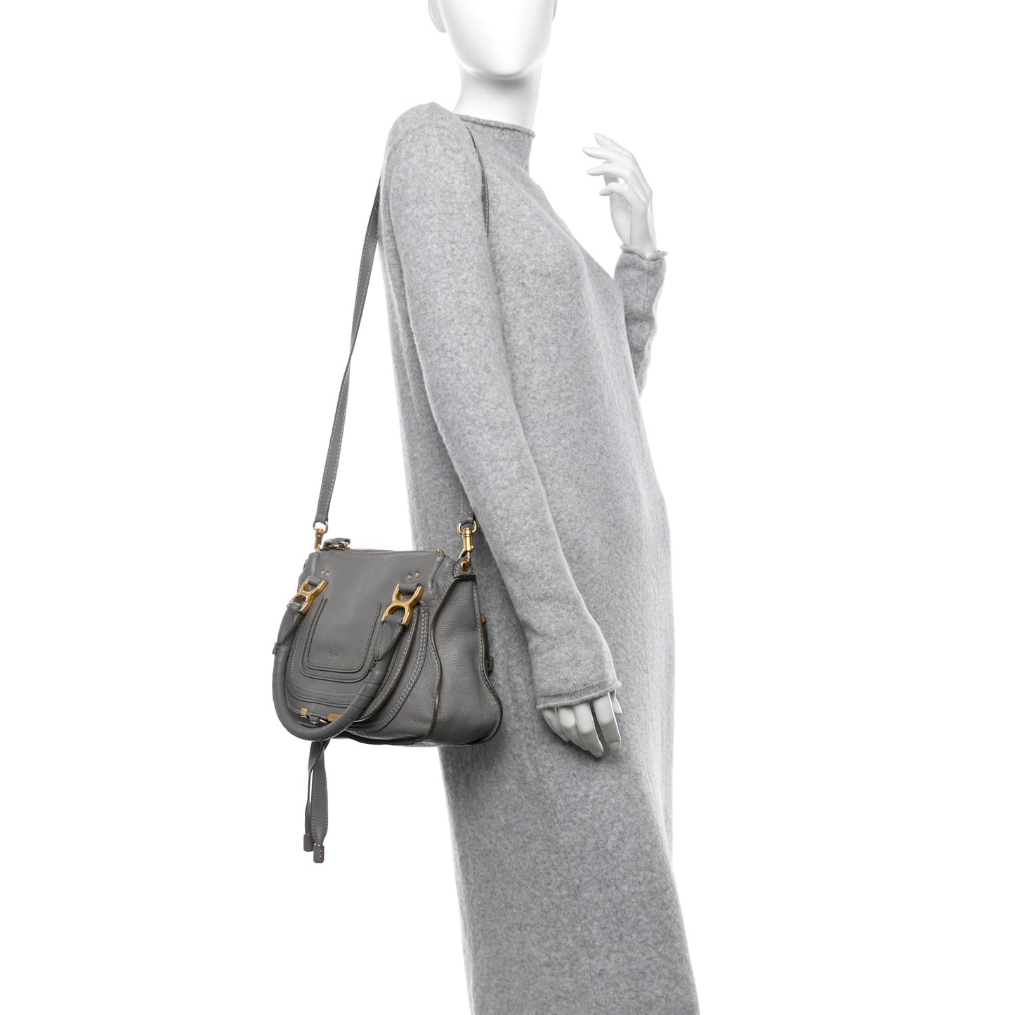 Calfskin Small Marcie Satchel Cashmere Grey