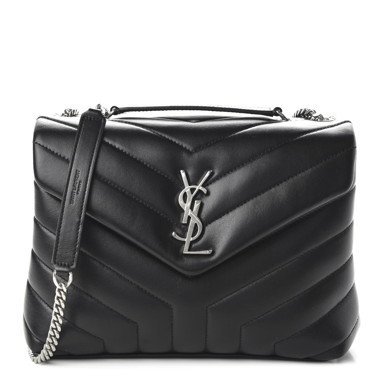 Saint Laurent Calfskin Y Quilted Monogram Small Loulou Chain Satchel Black 1 of 9