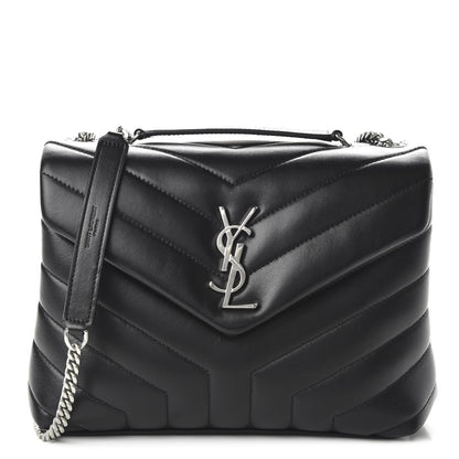 Saint Laurent Calfskin Y Quilted Monogram Small Loulou Chain Satchel Black 1 of 9